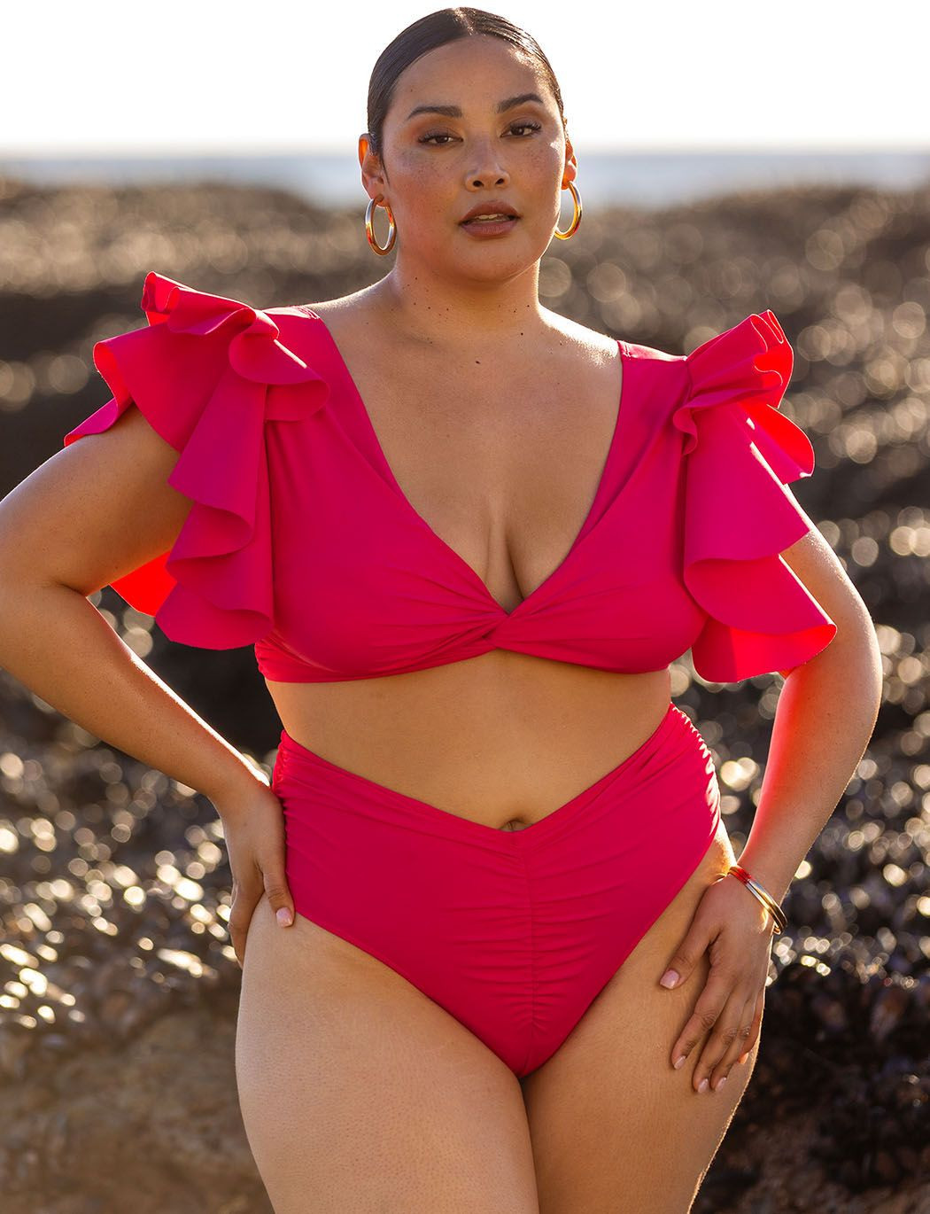 High Waisted Ruched Bikini Bottom | Eloquii