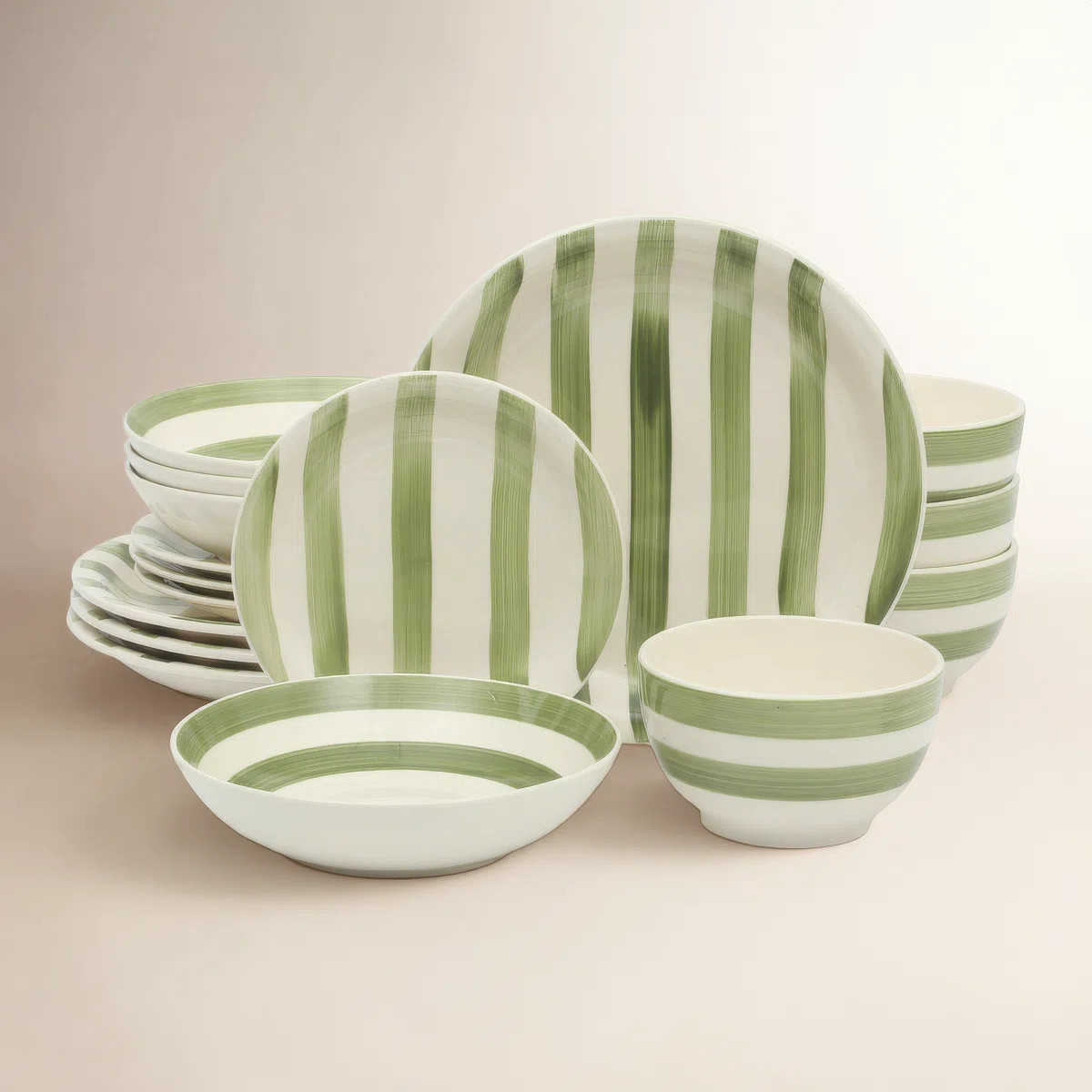 Gibson Home Kenwood Shores 16 Piece Stoneware Dinnerware Set, Hand-Painted Plates and Bowls, Serv... | Wayfair North America