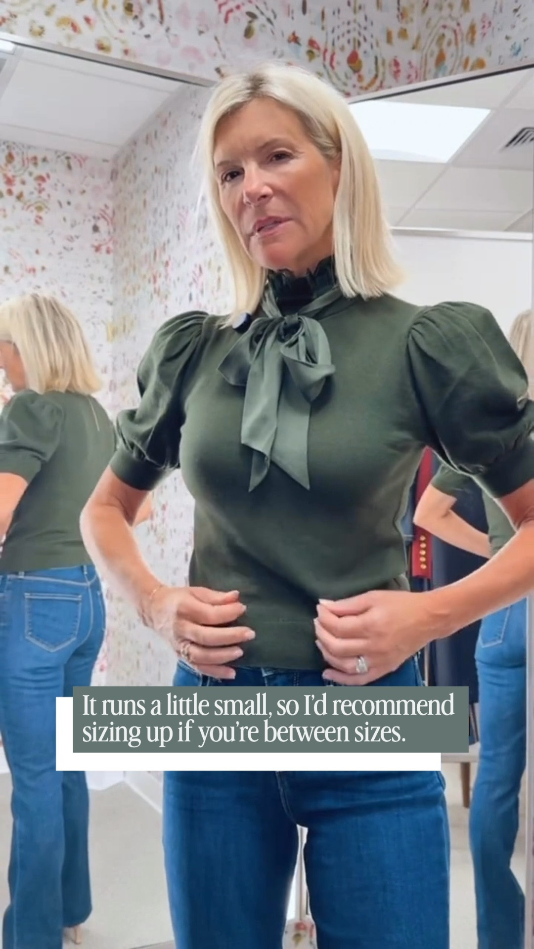 This sweater checked every box for me. The rich army green, feminine bow neckline, and puff sleeves make it feel so much more elevated than a basic knit. It runs a little small, so I’d recommend sizing up if you’re between sizes.

👩‍💻 LTK PRO TIPS
❤️ Heart = Support my posts ;-)
🔖 Save = Get sale &restock alerts for the things you love!
📋 Lists = Keep favorites organized (List ideas: Christmas, Birthdays, and Vacations!)
📲 Share = Send lists and products to a friend (or your daughters like me).
💬 Comment = Ask me anything, and I’ll answer. ;-)

#LTKootd #LTKOver40 #LTKSaleAlert