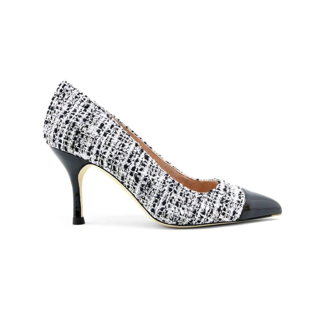 [Limited Edition FW'23] Black & White Mix Tweed Cap Toe Classic Pump | ALLY Shoes