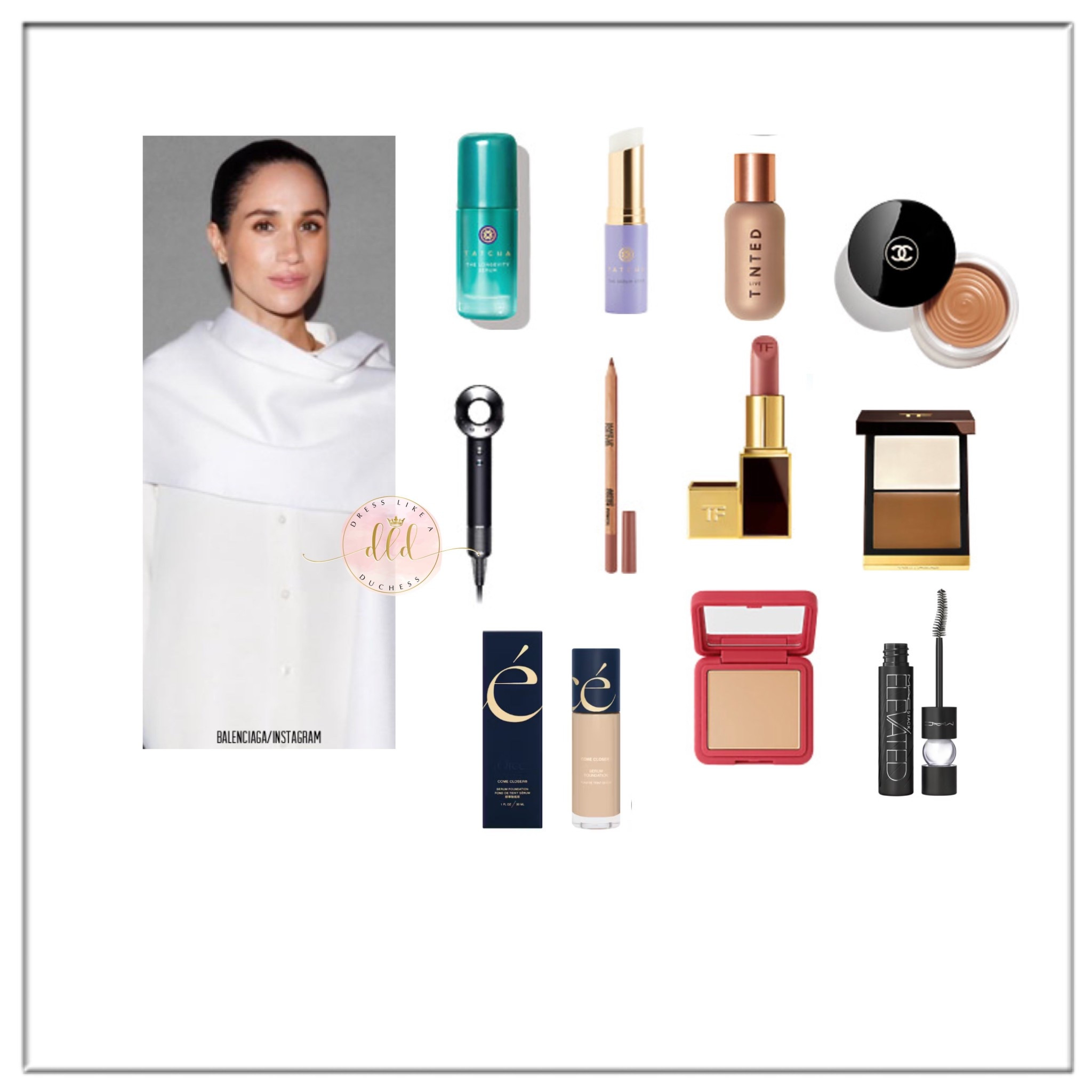 10/4/25 Meghan Markle hair and makeup products worn in Paris for Fashion Week 2025
* Tatcha Longevity Serum
*Tatcha the Serum Stick
*Hueglow Highlighter Drops in Dusk
*Chanel Les Beiges Healthy Glow Bronzing Cream
*Dyson HD07 Supersonic original hair dryer in black and nickel
*Makeup for Ever Pencil in 600 Anywhere Caffeine
*Tom Ford Runway Lip Color 151 iconic nude
*Tom ford shade and illuminate contour duo 1.0
*Come closer serum foundation
*Paris Berlin Poudre Minerale (not linkable)
*Mac Elevated mascara 

*Makeup for Ever Liner 600 Anywgere Caffeine 
