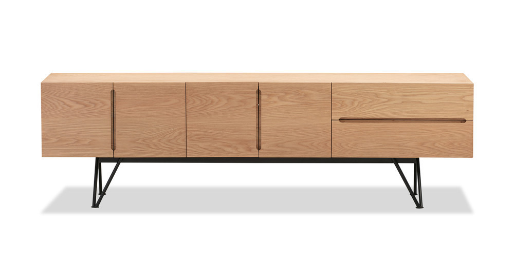Isamu 79" Media Cabinet, Natural Oak | Kardiel