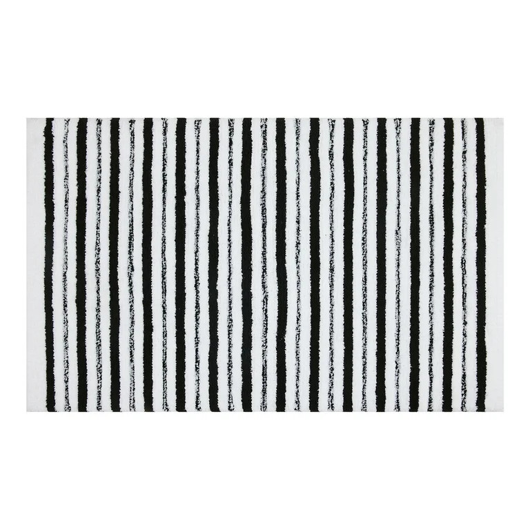 Better Homes & Gardens Signature Soft Tufted Stripe Bath Rug, Gray Shadow & White, 20" x 34" | Walmart (US)