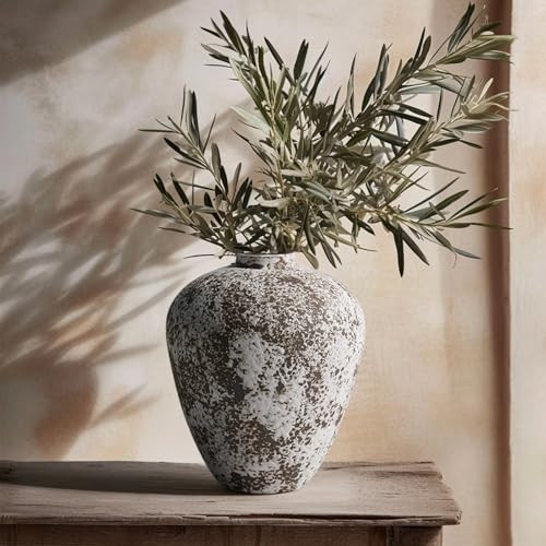 DIF DECO Ceramic Vase,Flower Vases Home Decor,Rustic Vintage Decorative Boho Vase for Centerpiece Table,Room,Bathroom,Wall,Bedroom,Living Room,Kitchen,Office Decorations,8.66 inch Retro Snowflakes | Amazon (US)