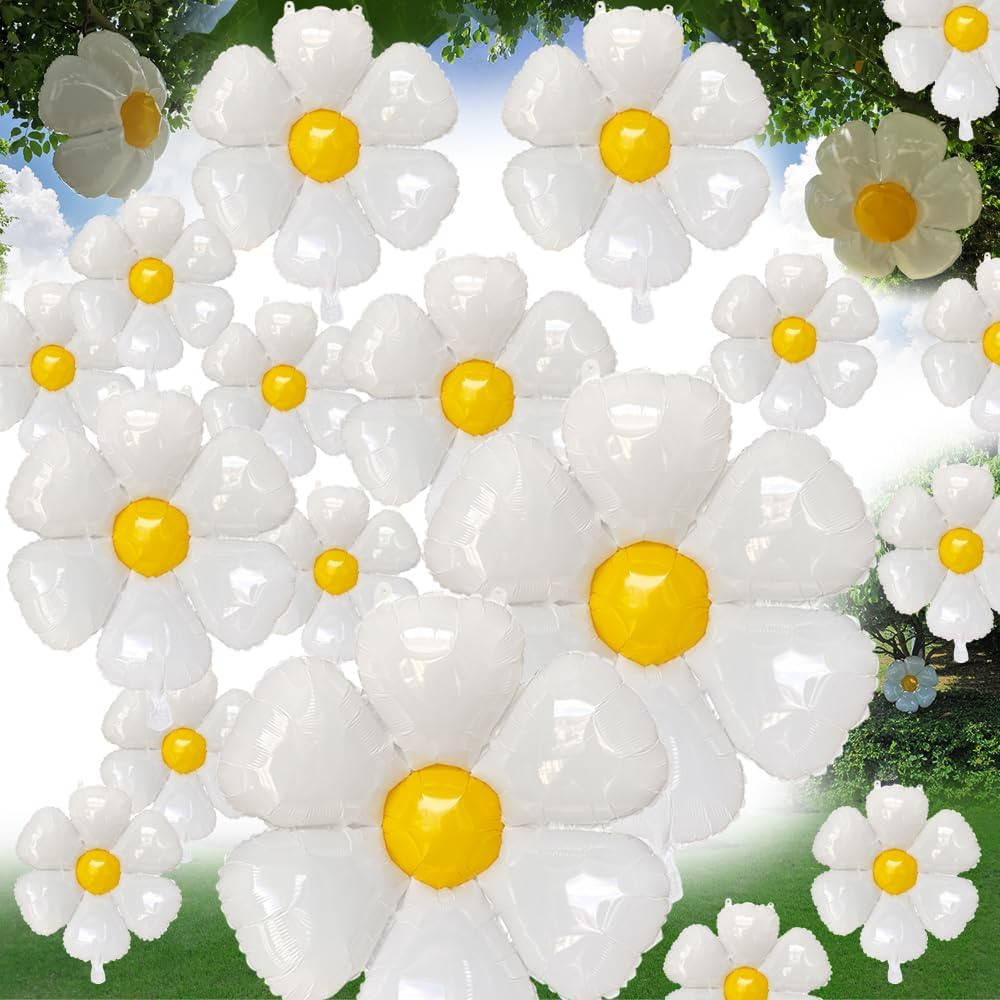 Daisy Balloons 20 pcs White Daisy Flower Balloons Reusable Party Decorations for Birthday Wedding... | Amazon (US)