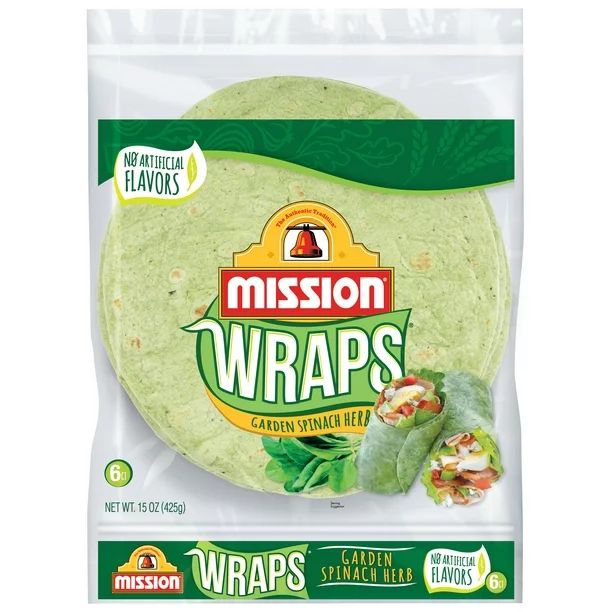 Mission Garden Spinach Herb Wraps, 15 Oz, 6 Count - Walmart.com | Walmart (US)