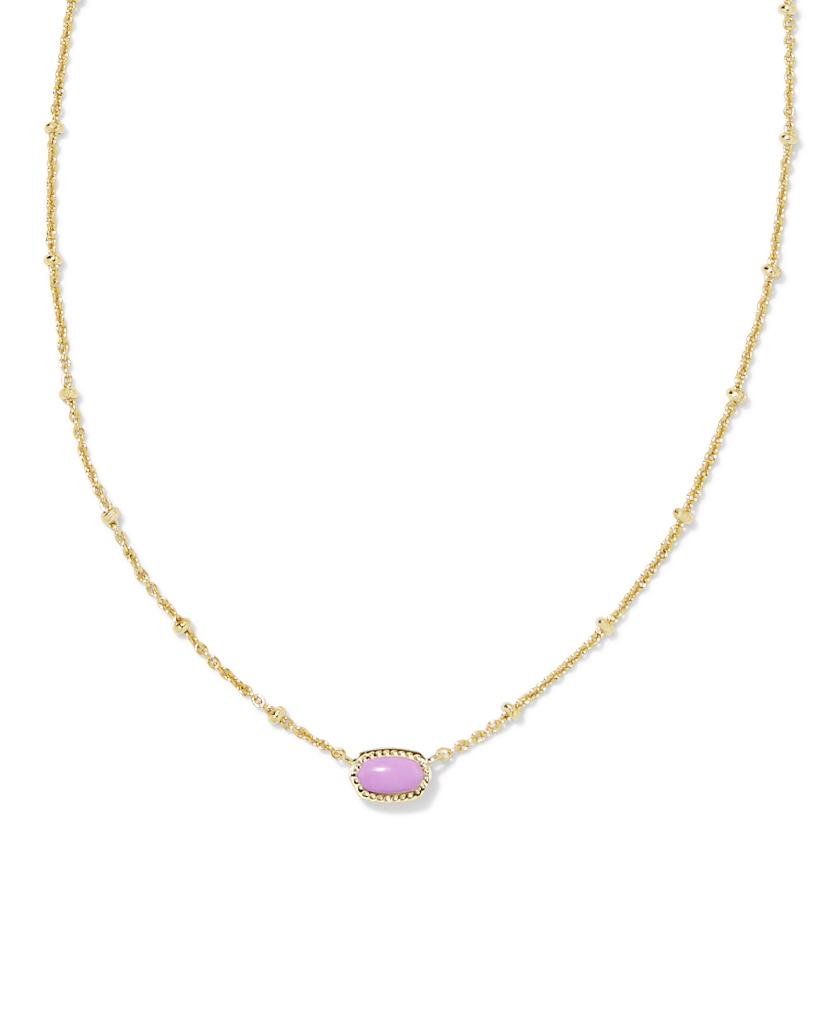 Mini Elisa Gold Satellite Short Pendant Necklace in Pink Opalite Crystal | Kendra Scott