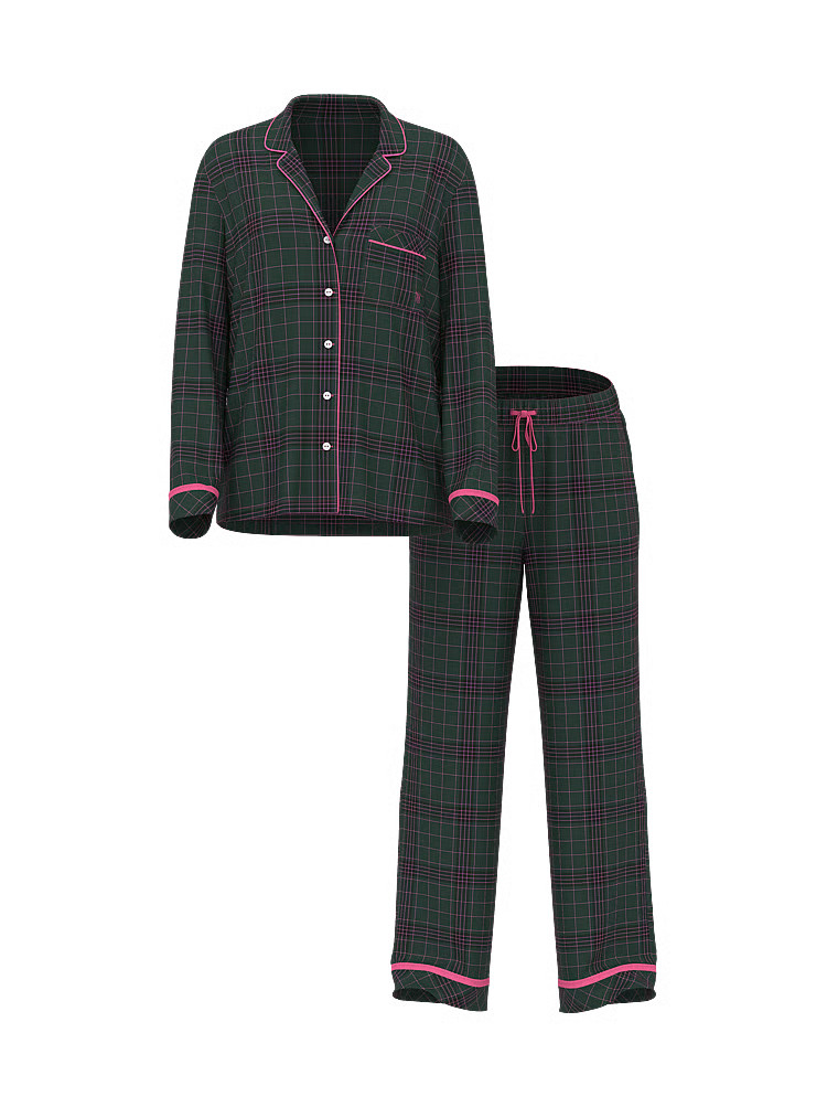 Buy Flannel Long Pajama Set, Clover Green/Black Yd Plaid - Order Pajamas Sets online - Victoria's... | Victoria's Secret (US / CA )