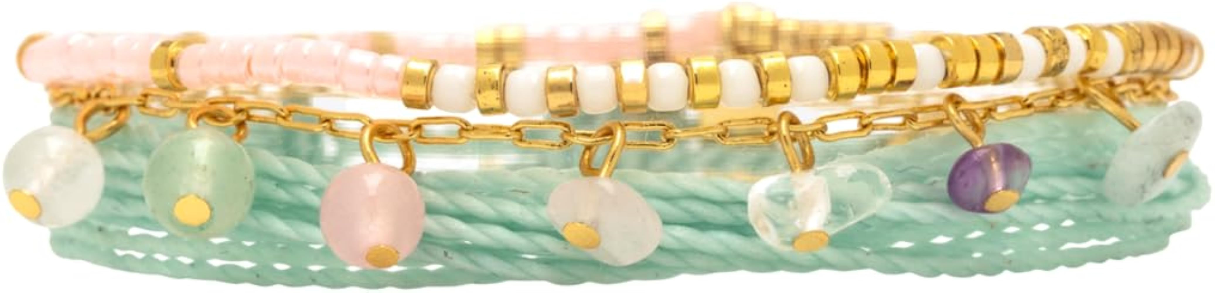 Pura Vida Bracelets Pack Bermuda Style Pack - 3-Piece Handmade Bracelet Stack | Amazon (US)
