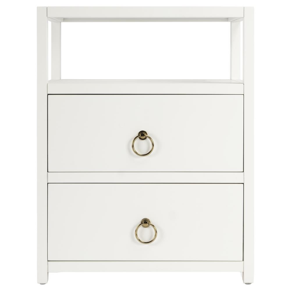 Allura French Country White Pine Wood 2 Drawer Nightstand | Kathy Kuo Home