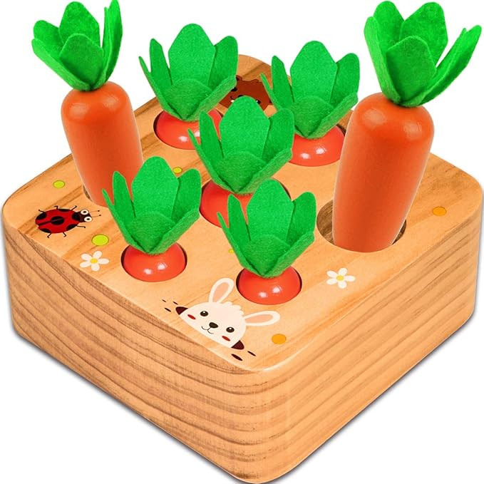 Aitbay Montessori toys for 1 year old toddlers, Carrots Harvest Shape Size Sorting Game Developme... | Amazon (US)