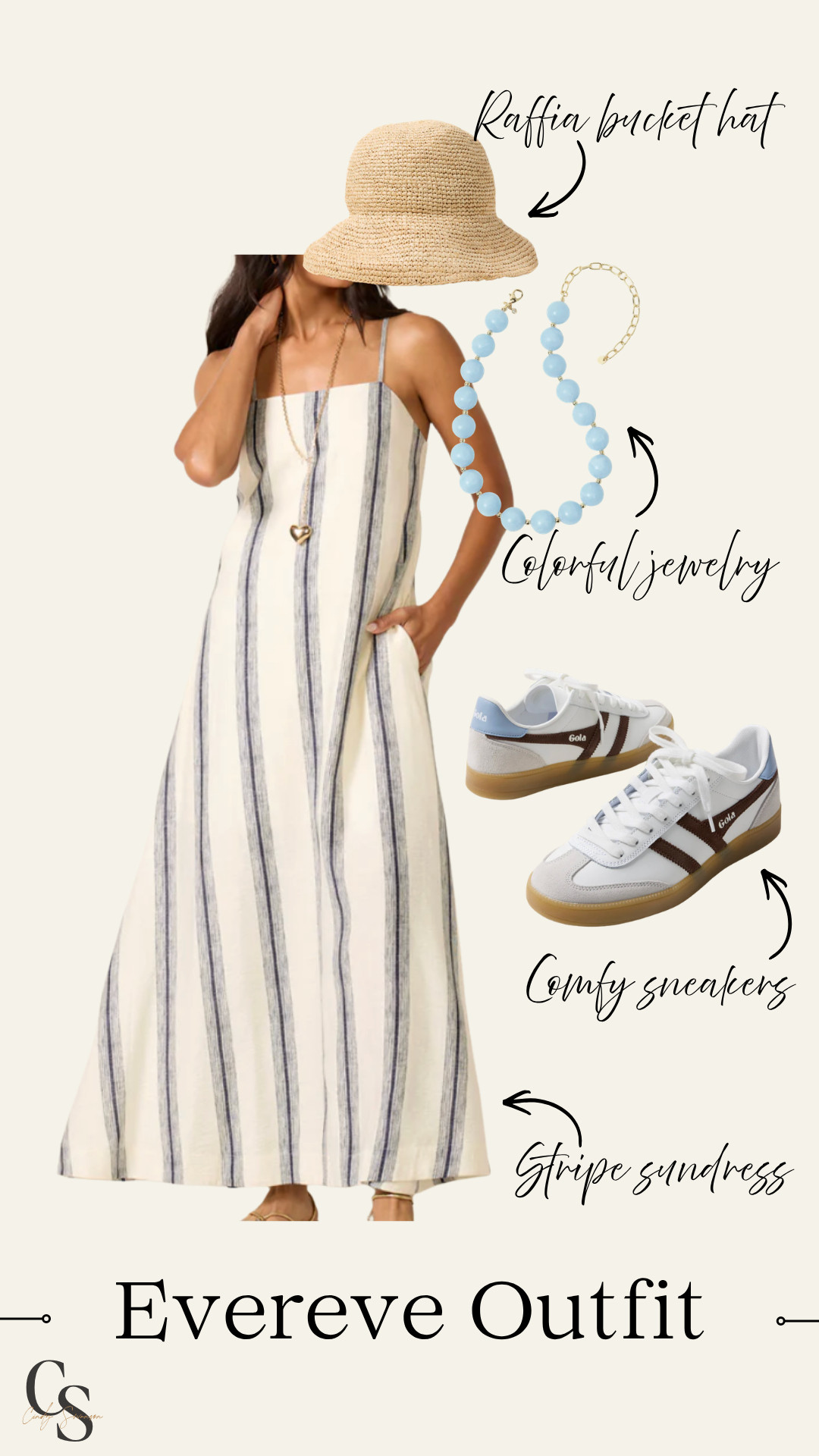 Summer outfit inspiration!! Loving these trends lately: stripes, colorful (+ chunky) jewelry, raffia bucket hats!! Linking some more affordable options for the necklaces and hat! 

 #LTKootd #LTKU #LTKOver40