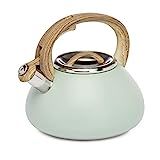 Goodful Stainless Steel Whistling Tea Kettle for Stovetop, Trigger Spout, Wood-Look Handle, 2.5 Qt C | Amazon (US)