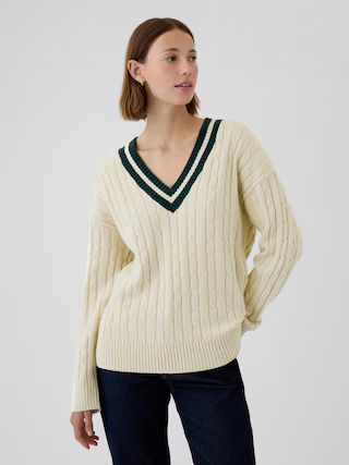 CashSoft Varsity Cable-Knit Sweater | Gap (US)