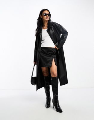 SNDYS leather look trench coat in black | ASOS (Global)