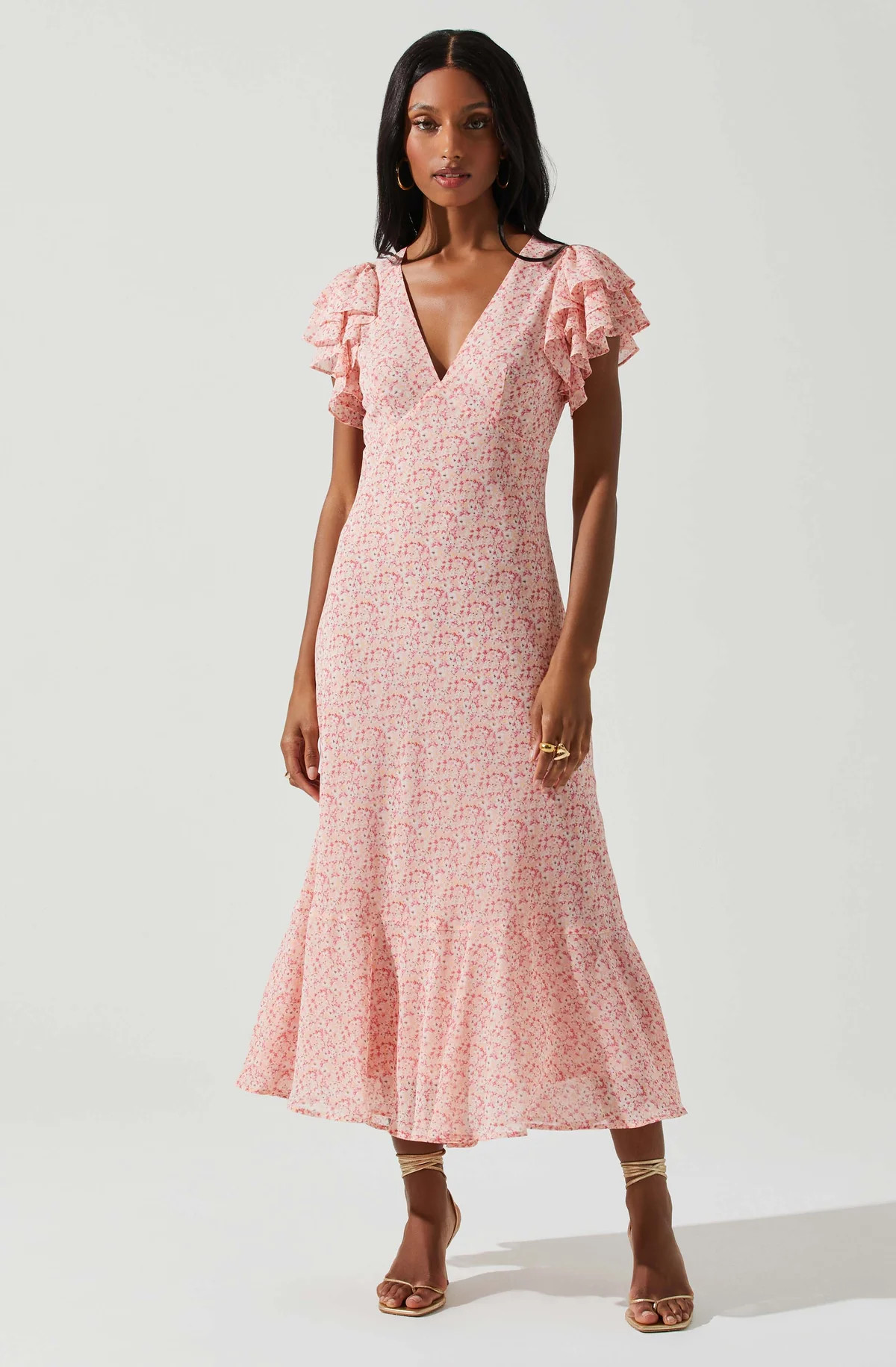 Celestine Floral Ruffle Midi Dress | ASTR The Label (US)