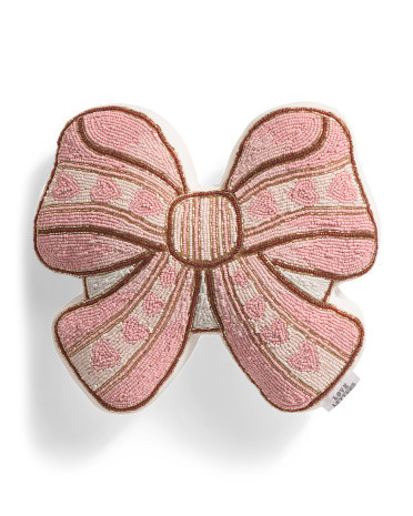 14in Beaded Bow Pillow | TJ Maxx