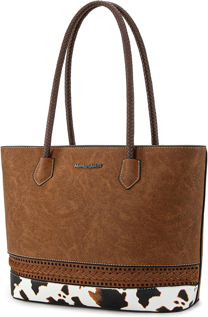 Montana West Woven Tote Bags for Women Purses and Handbags with Back Zipper Pocket | Amazon (US)