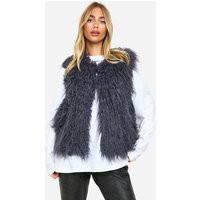 boohoo Women's Faux Mongolian Fur Gilet in Grey | Size: 4 | Knitted | boohoo (US & Canada)