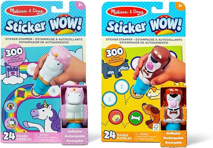 Melissa & Doug Sticker Wow!™ Dog and Unicorn Bundle: 2 24-Page Activity Pads, 2 Sticker Stamper... | Amazon (US)