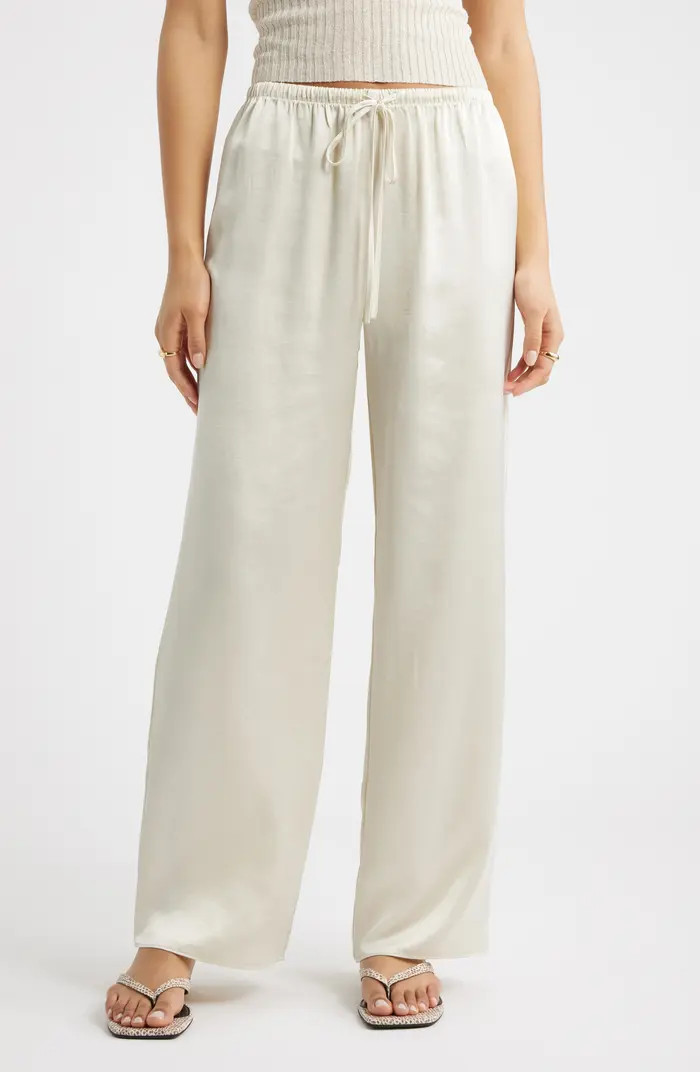 Drawstring Waist Satin Pants | Nordstrom