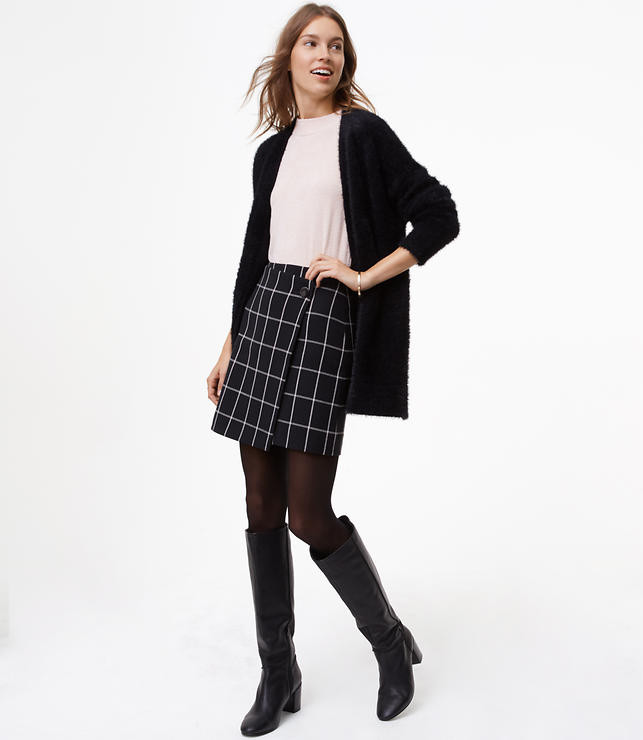 Windowpane Wrap Skirt | LOFT