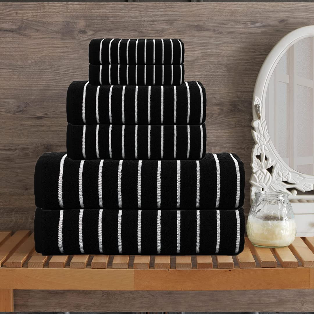 CASA COPENHAGEN Ecstatic 6 Pieces Towel Set- Black, 600 GSM 2 Bath Towel 2 Hand Towel 2 Washcloth... | Amazon (US)
