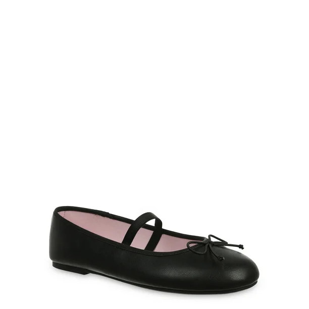 Wonder Nation Little Girl & Big Girl Classic Bow Ballet Dress Flat | Walmart (US)