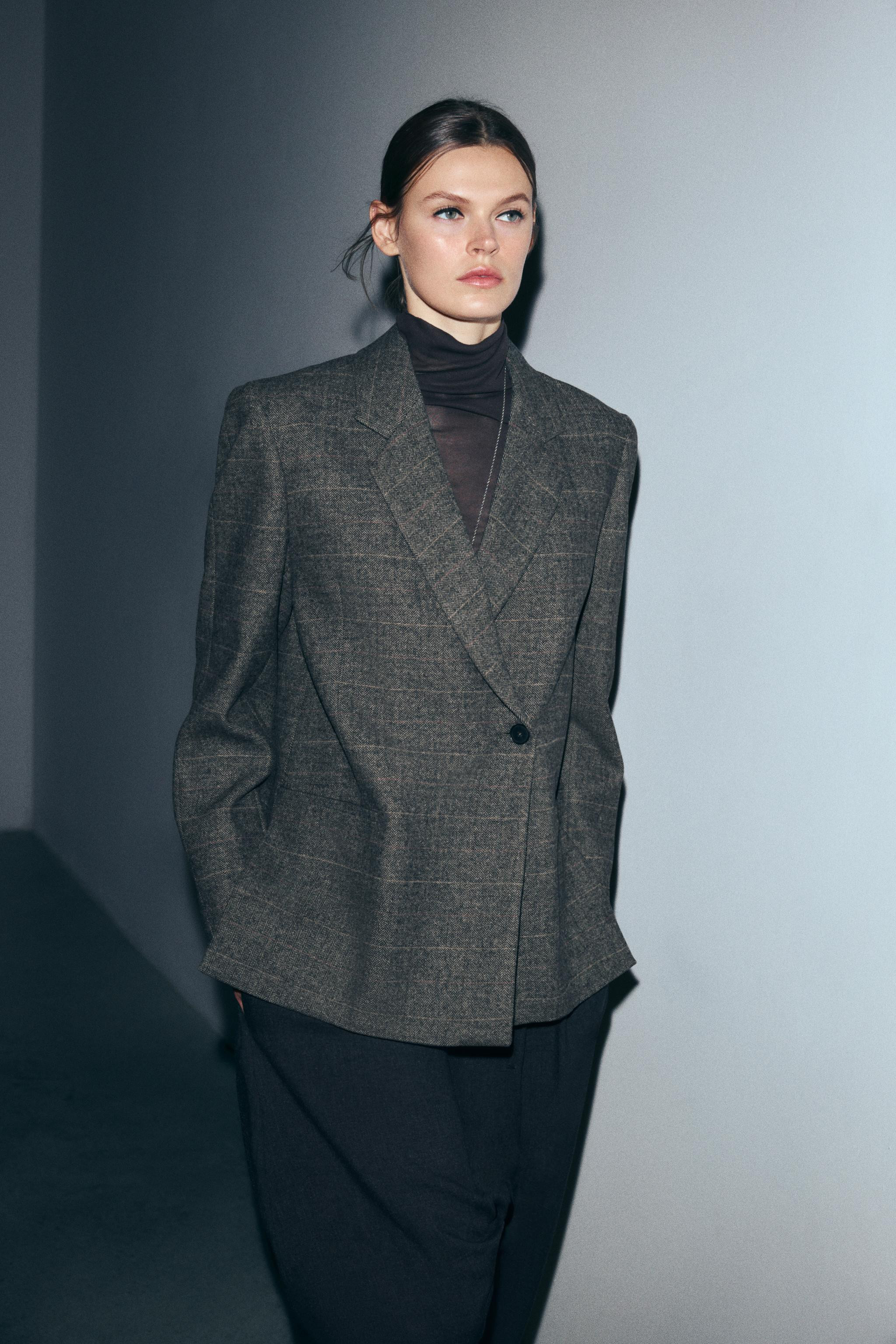 OVERSIZE PLAID BLAZER WITH WOOL ZW COLLECTION | Zara US