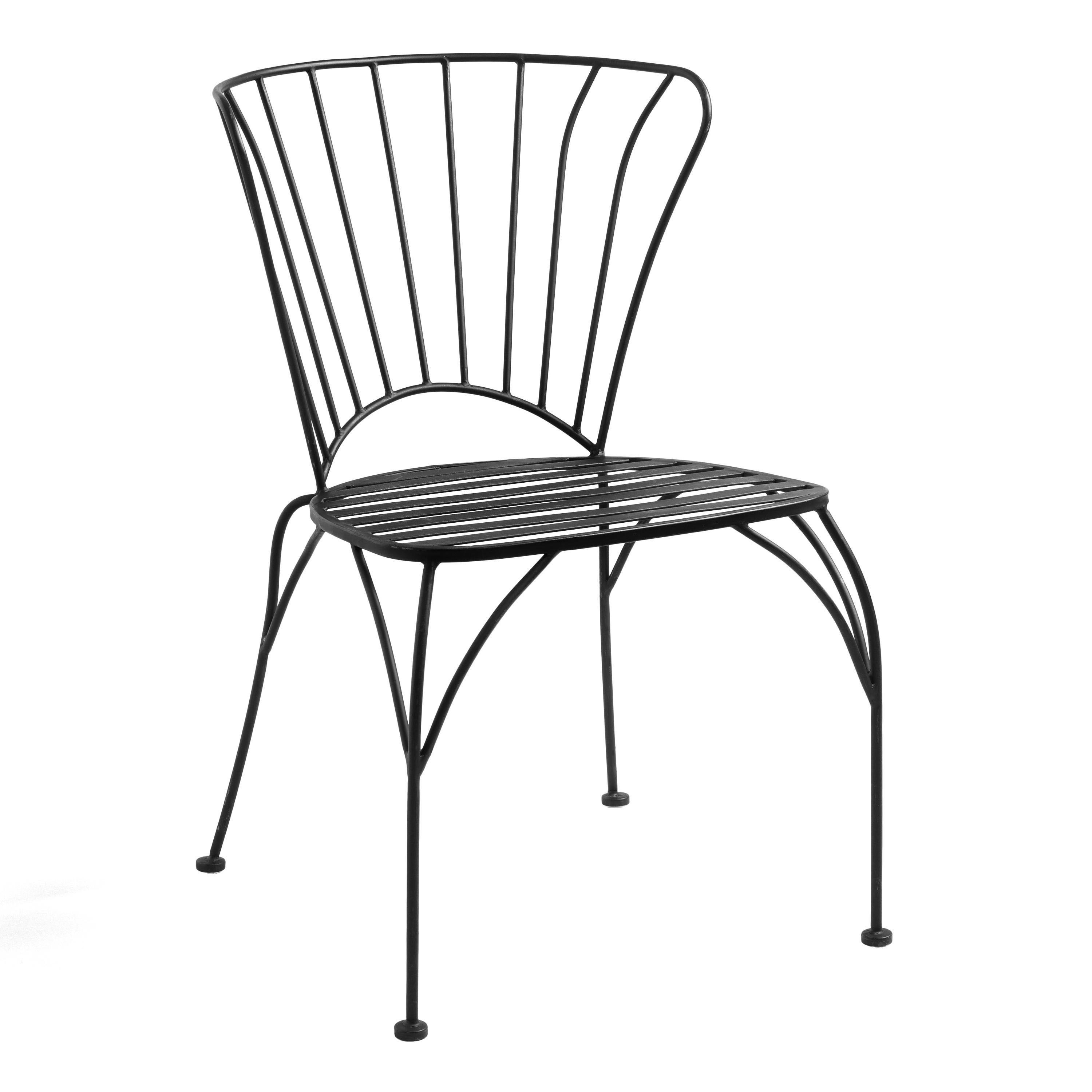 Cadiz Black Metal Outdoor Stacking Chair Set of 2 | World Market