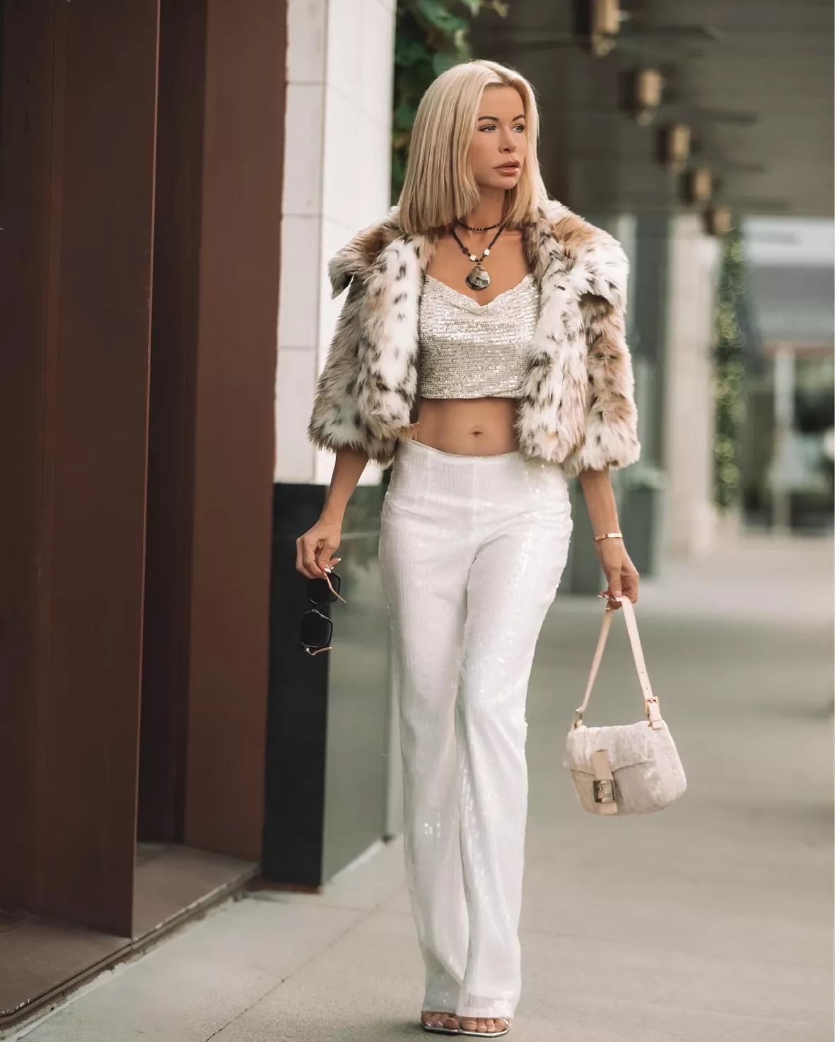  White Sequin Pants