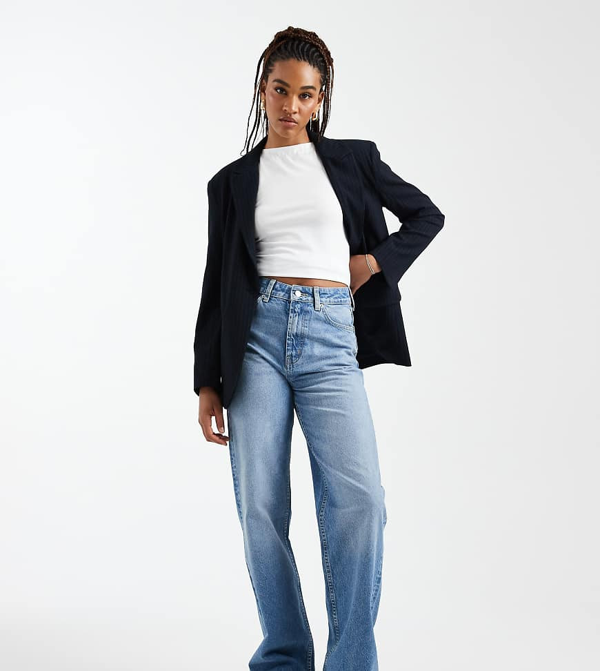 ASOS DESIGN Tall wide leg dad jeans in authentic midwash-Blue | ASOS (Global)