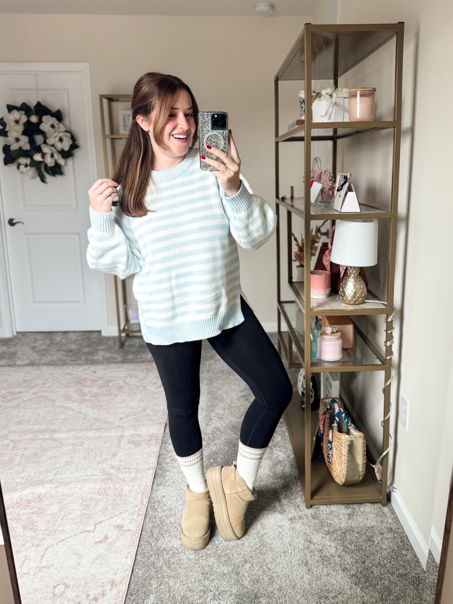 Oversize sweaters and leggings are a classic winter outfit for a reason, but I really love this combo for postpartum outfits as well. One way to elevate your oversized sweater is to choose one with bell sleeves or split hem the waist. A detail on your sleeves will try the eyes up where as a detail on the hips will dry your eyes down. Both are incredibly flattering.

#LTKmomlife #LTKootd #LTKFindsUnder50