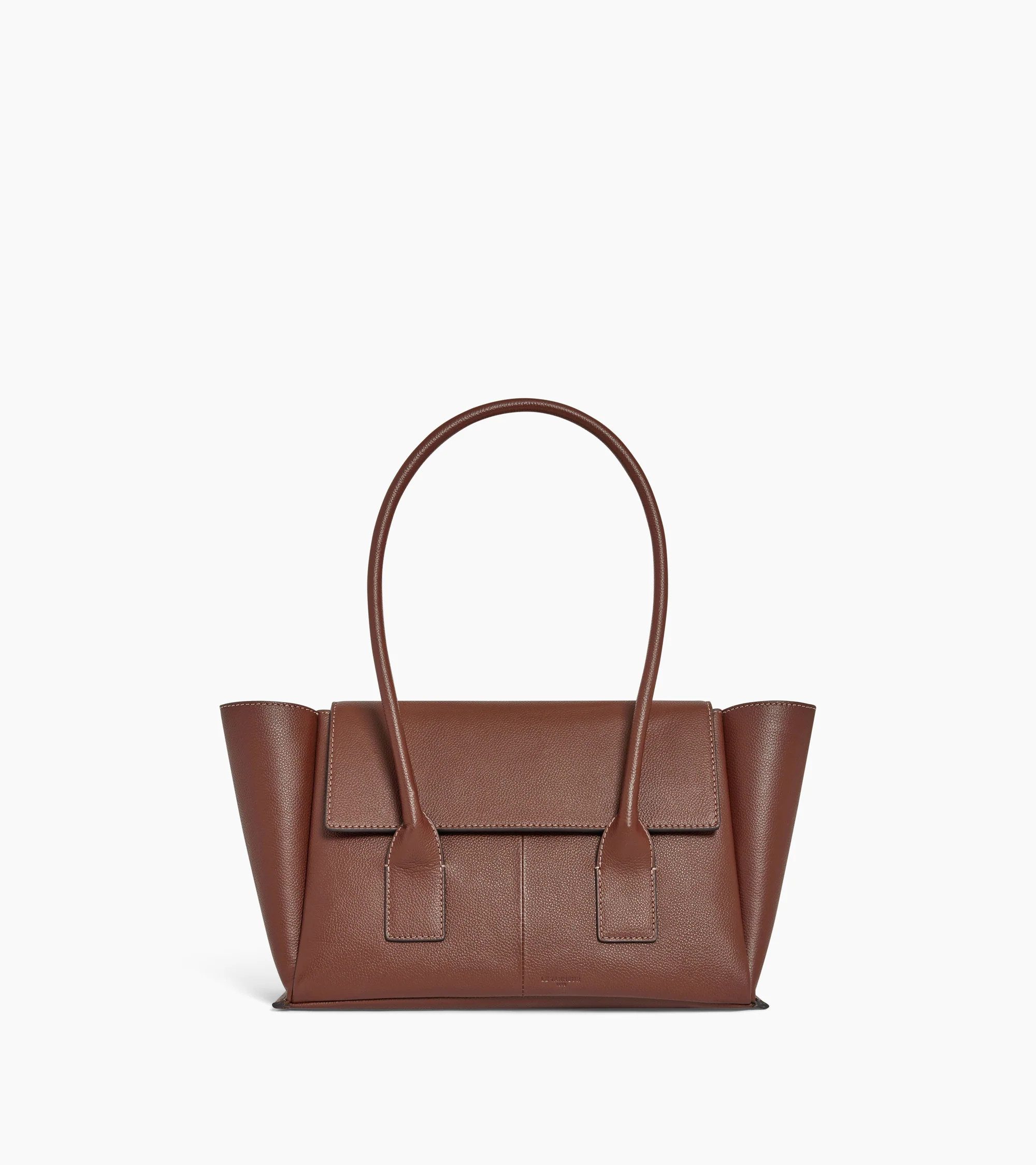 Medium tote bag with flap in grained leather | Le Tanneur