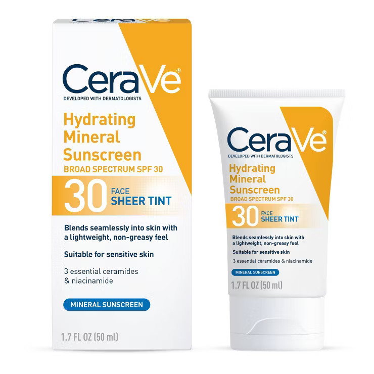 CeraVe 100% Mineral Tinted Face Sunscreen - SPF 30 - 1.7 fl oz | Target