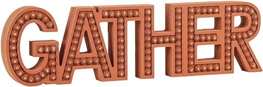 BAYSBAI Wooden Gather Wall Decor, Free Standing Gather Table Sign for Home Decor, Rustic Beaded G... | Amazon (US)