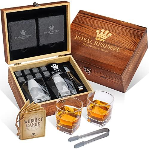 Royal Reserve Whiskey Stones Gift Set Artisan Crafted Chilling Rocks Scotch Bourbon Glasses and S... | Amazon (US)