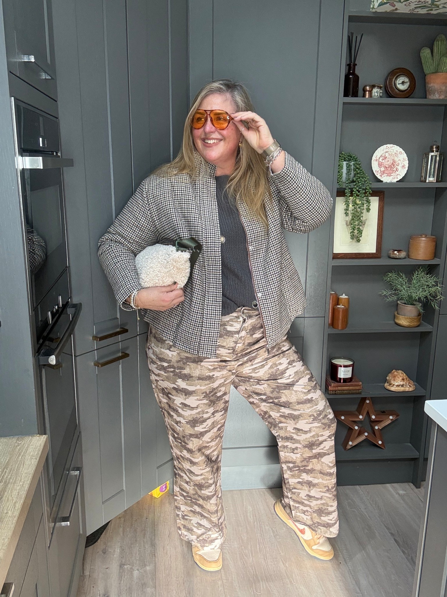 Camo jeans, charcoal rivet jumper, check jacket, trainers, Borg bag 

#LTKcurves #LTKjeans #LTKplussize