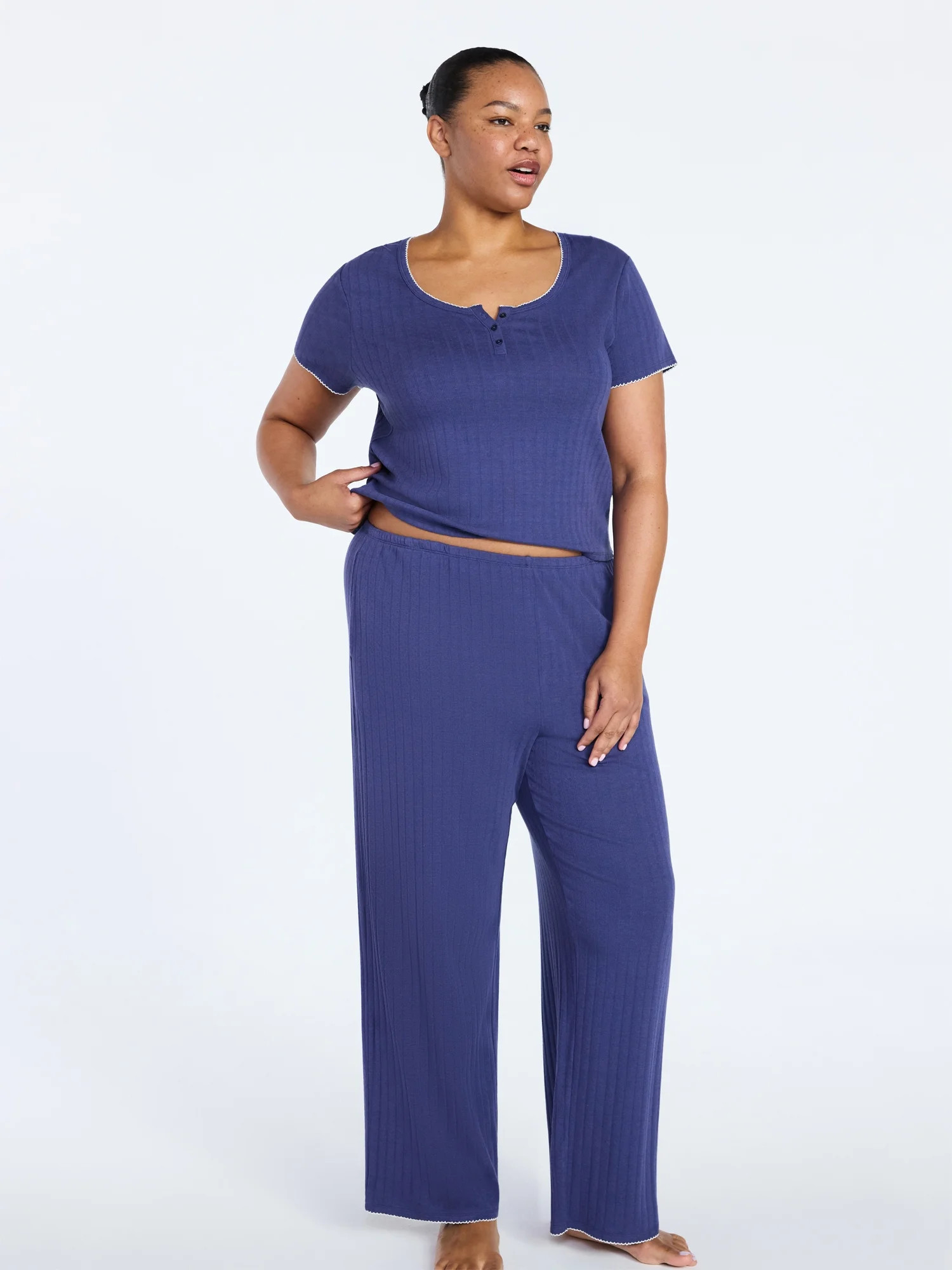 Joyspun Women’s Pointelle Knit Sleepwear Pants, 30'' Inseam, Sizes XS-3X | Walmart (US)
