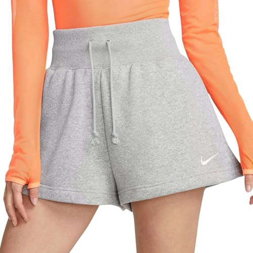 Nike Sportswear Phoenix Fleece Women's High-Waisted Loose Shorts (Dark Grey Heather/Sail, FD1409-063) Size Large | Amazon (US)