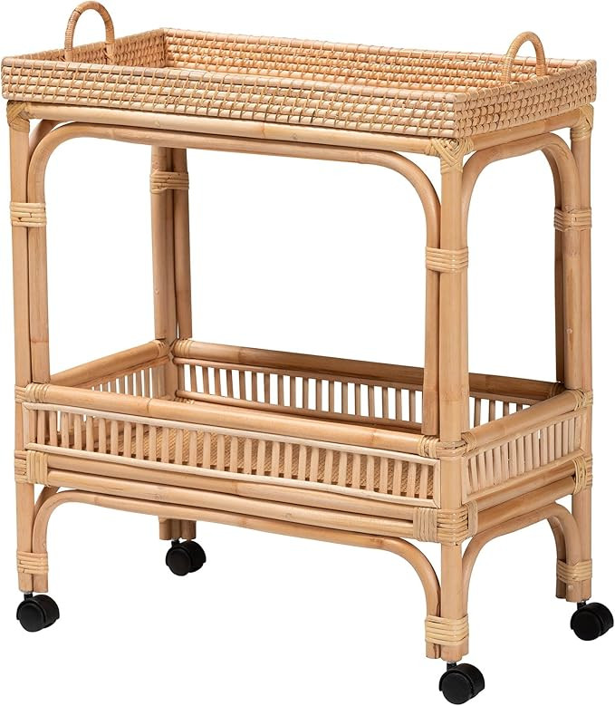bali & pari Lombok Natural Rattan Wine Cart, 2-Tier | Amazon (US)