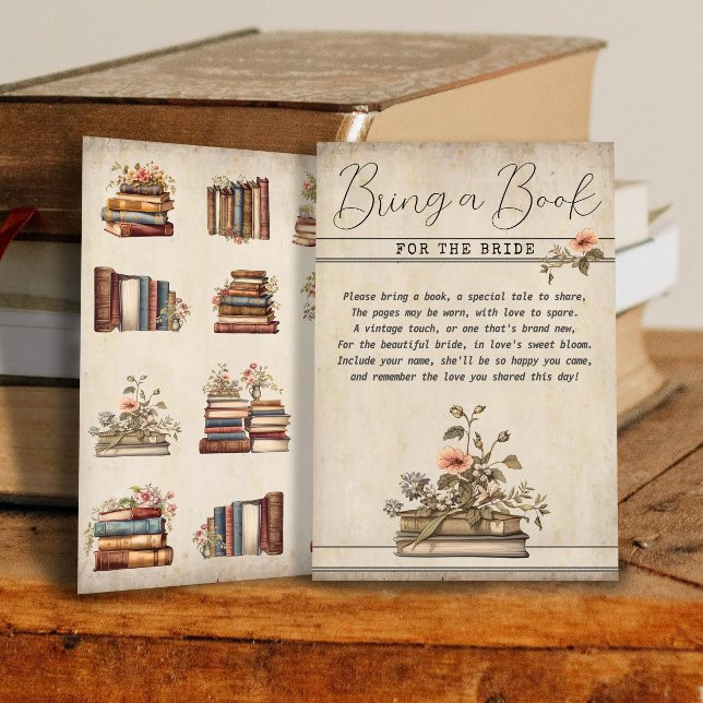 Vintage Bring a Book for the Bride Bridal Shower Enclosure Card | Zazzle | Zazzle