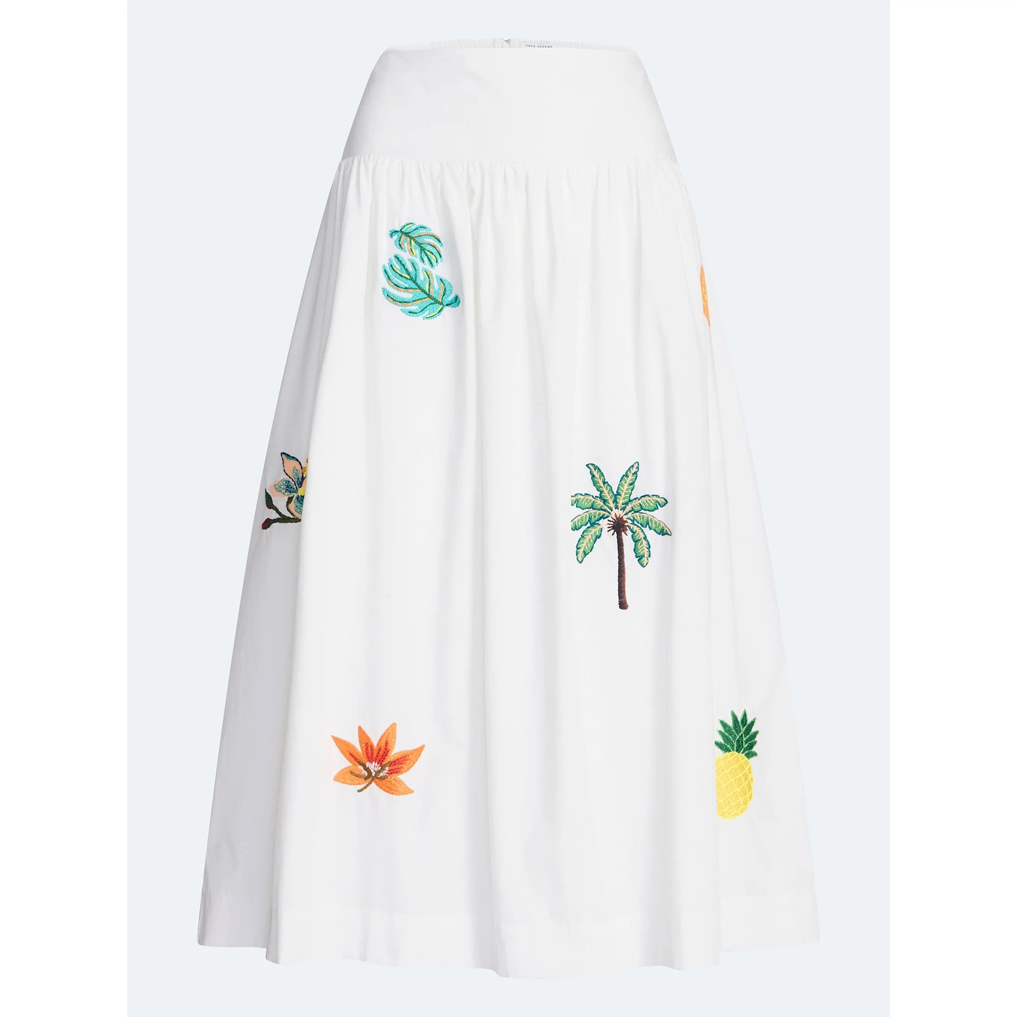 Free Assembly Women's and Women's Plus Embroidered Cotton Maxi Skirt with Drop Waist, Sizes XS-4X | Walmart (US)