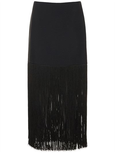 Crepe sable fringed midi skirt | Luisaviaroma