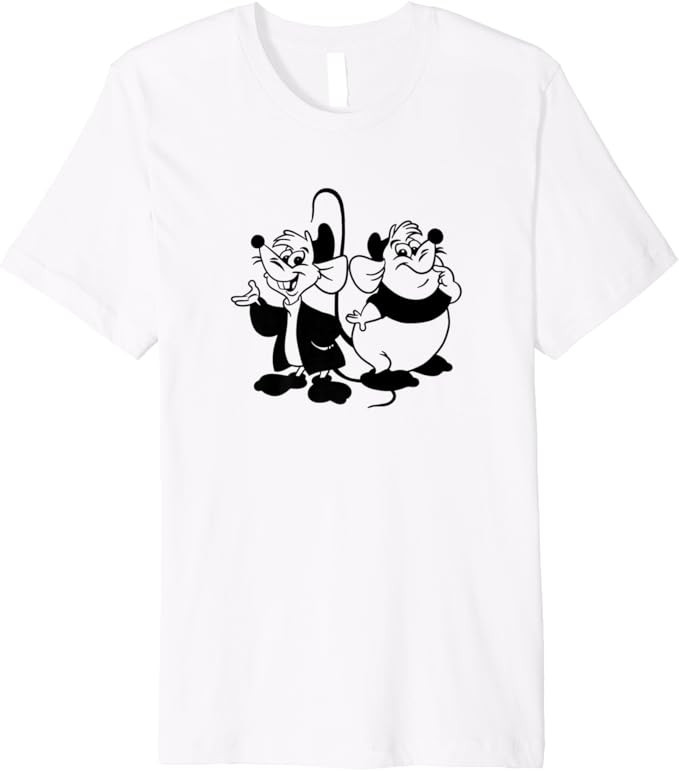 Disney Cinderella Jaq & Gus Simple Black Outline Premium T-Shirt | Amazon (US)