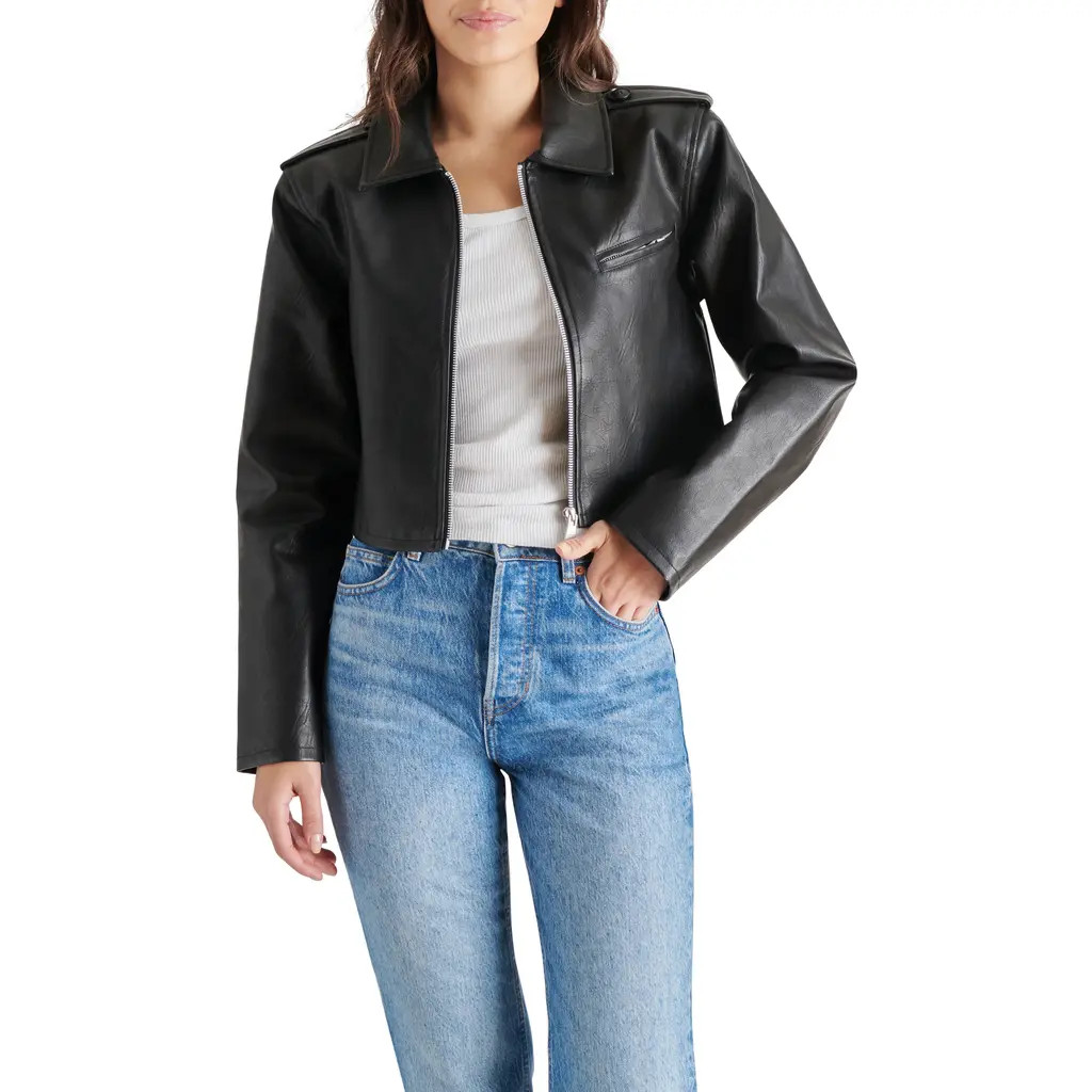 Steve Madden Verone Faux Leather Jacket in Dark Brown at Nordstrom, Size Medium | Nordstrom