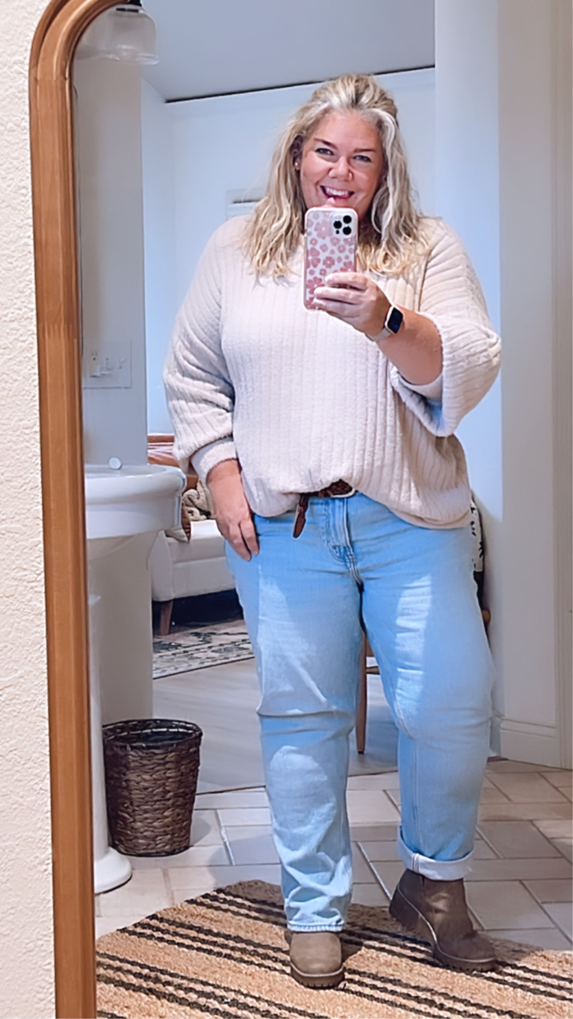 Casual church outfit for me! Starring #abercrombiejeans #aerie buttercream sweater and chunky chealsea boots! #midsize #midsizestyle#midlifestyle#sweaterweather

#LTKSeasonal #LTKshoecrush #LTKcurves