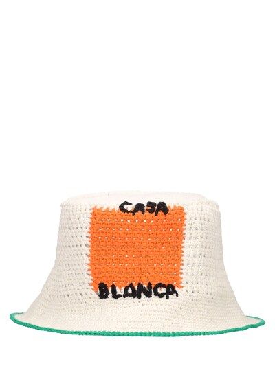 Casablanca - Logo cotton crochet hat - Orange | Luisaviaroma | Luisaviaroma