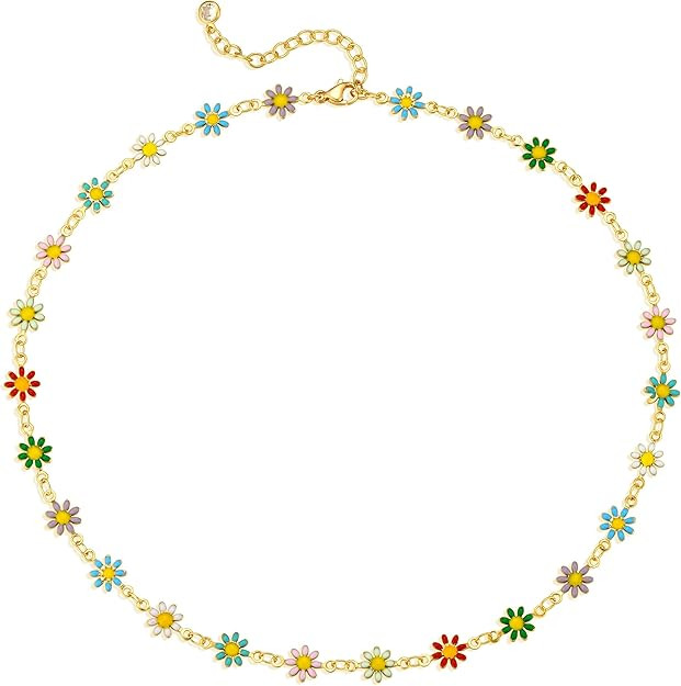 MTMY Beaded Necklaces for Women 14K Gold Plated Dainty Colorful Green/Rose Beaded Pearl Choker Ne... | Amazon (US)