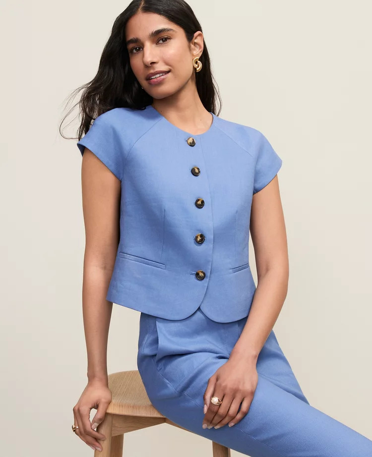 The Cap Sleeve Vest in Linen Blend | Ann Taylor